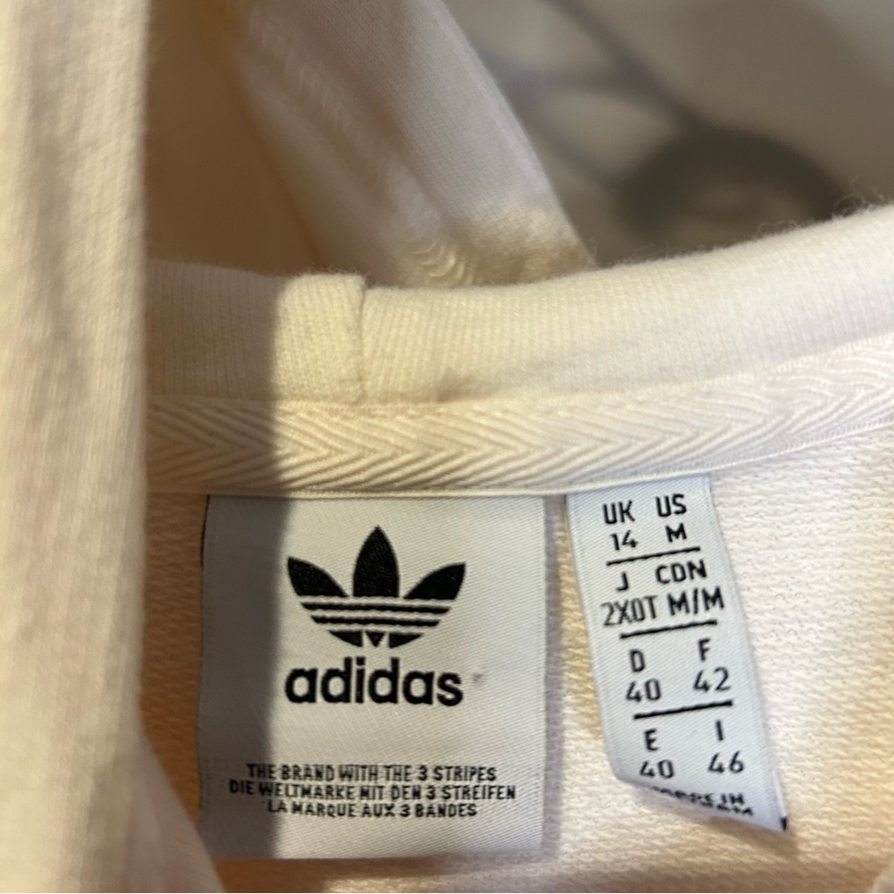 Adidas Original Women's Off-White cropped Hoodie with rhinestones logo size M - Picture 4 of 8
